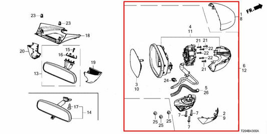 22-25 Honda Civic Sport Passenger Right Side Rear View Mirror 76208-T20-A02 OEM - Alshned Auto Parts