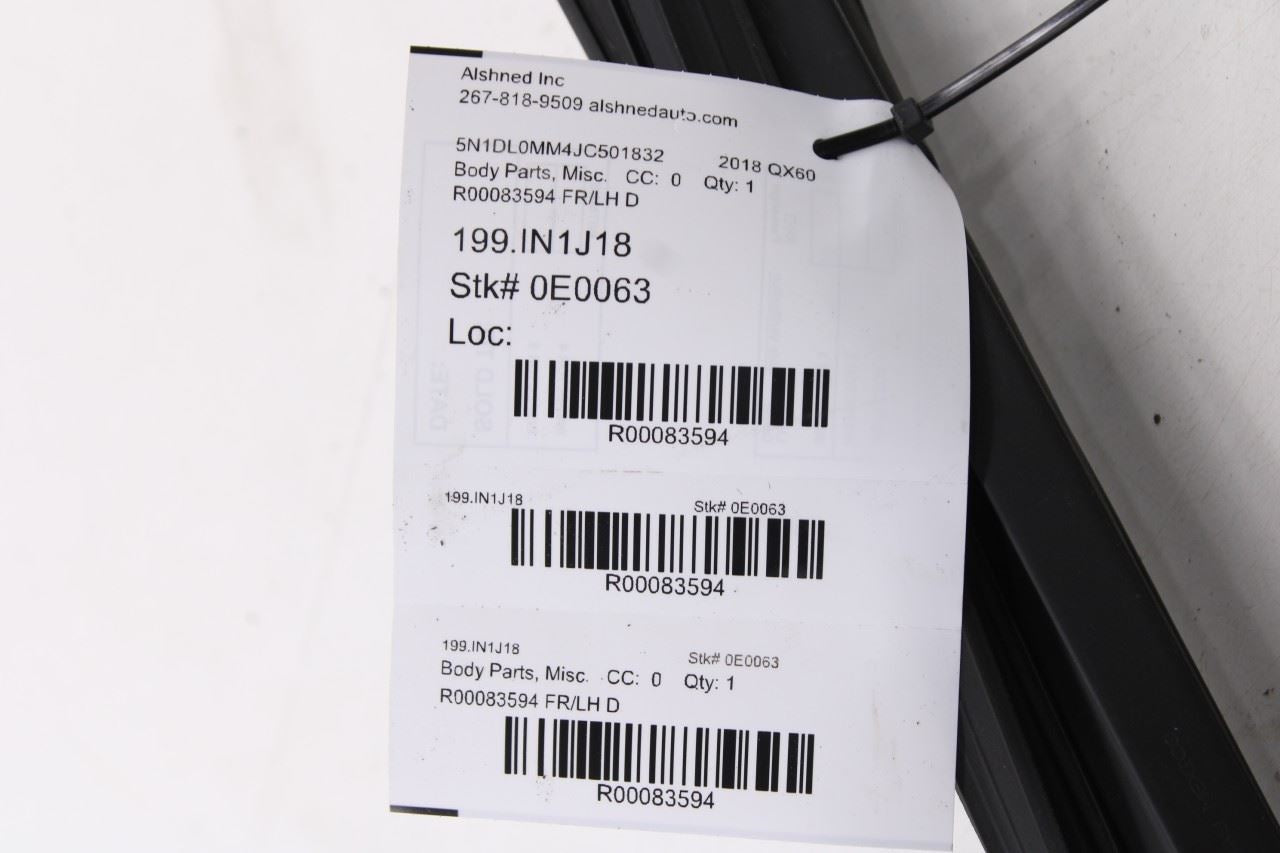 14-20 Infiniti QX60 Front LH Door Run Channel w Belt Molding Weatherstrip *ReaD*11