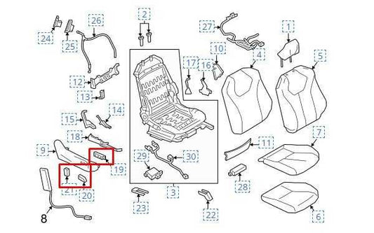 2017-2022 Infiniti Q60 Luxe Front Right Side Seat Adjustment Switch 87016-4HA0A - Alshned Auto Parts