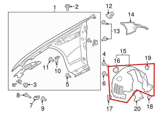 17-20 Jaguar XE R-Dynamic S Front RH Fender Liner Splash Shield T4N26174 *ReaD* - Alshned Auto Parts