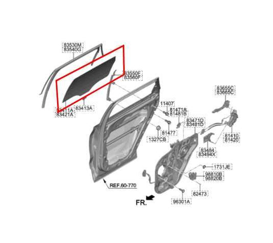 2019-2023 Hyundai Santa Fe Limited Rear Left Side Door Window Glass 83411-S1010 - Alshned Auto Parts