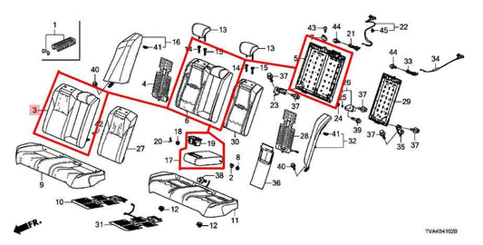 18-19 Honda Accord Rear RH Seat Upper Cushion w/ Armrest 82121-TVA-L21ZB *ReaD* - Alshned Auto Parts