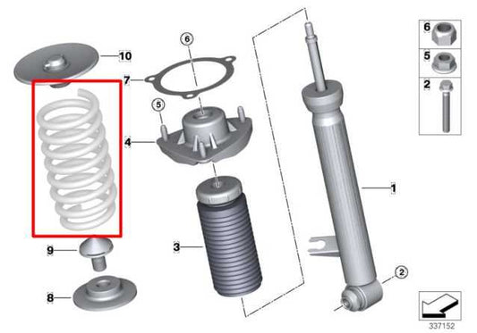 2014-18 BMW X5 xDrive35i 3.0L AWD Rear Right or Left Side Suspension Coil Spring - Alshned Auto Parts
