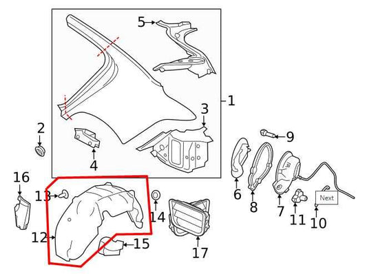 2020 Jaguar XE R-Dynamic S RR RH Quarter Inner Liner Splash Shield LX73279D22AB - Alshned Auto Parts