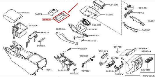 2014-2019 Infiniti QX60 Center Console Pocket Mat Trim Cover 96973-9NB0B OEM - Alshned Auto Parts