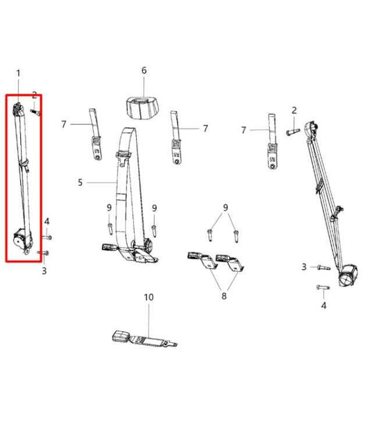 13-19 Ram 1500 Laramie Crew Cab 5.7L Rear Right Side 2nd Row Seat Belt Retractor - Alshned Auto Parts