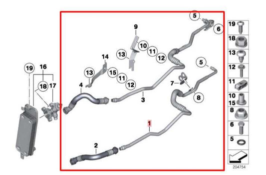 2010-12 BMW 750Li xDrive 4.4L AWD Engine Transmission Oil Cooler Line Hoses Set - Alshned Auto Parts