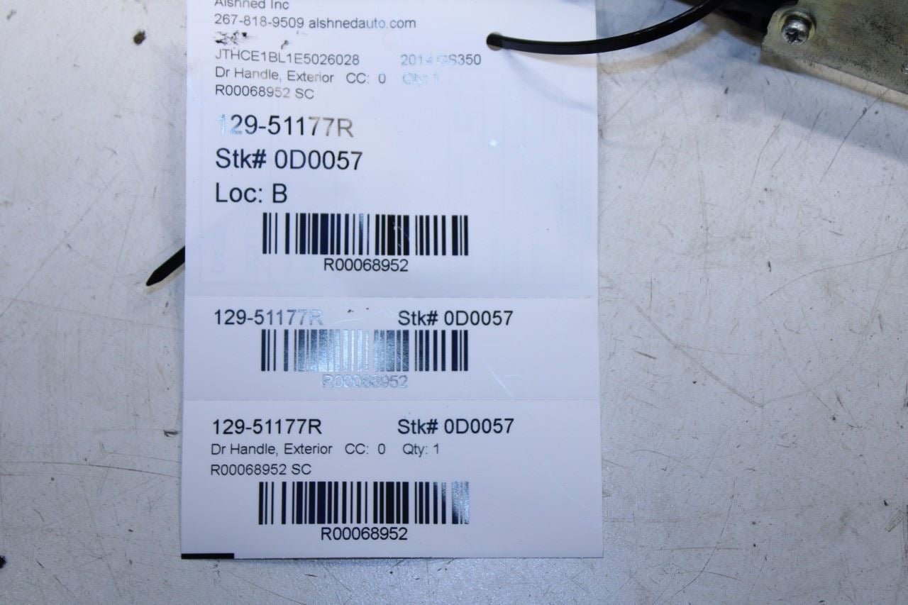 2013-2016 Lexus GS350 3.5L AWD Rear Passenger Right Side Door Exterior Handle - Alshned Auto Parts