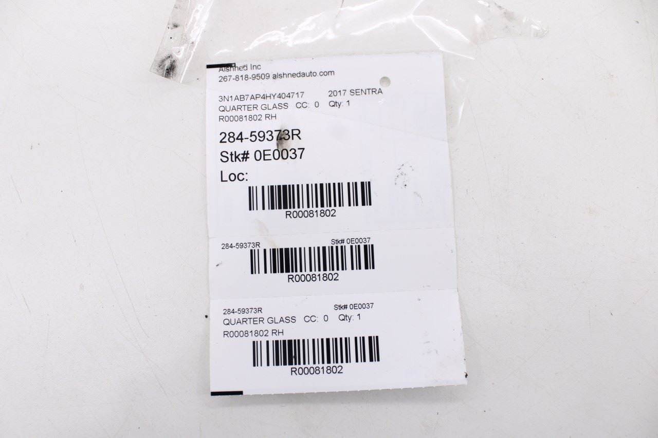2013-19 Nissan Sentra SV Rear Right Side Quarter Window Glass 83300-3SG0A *ReaD*10