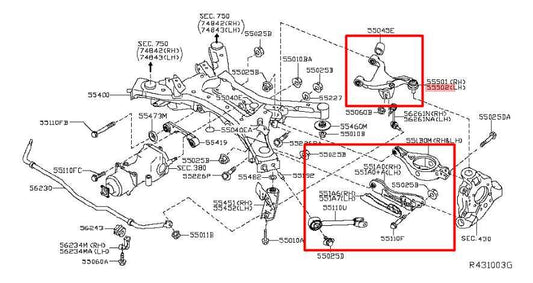 16-20 Infiniti QX60 Pure 3.5L AWD Rear Suspension Left Side Control Arm Set of 4 - Alshned Auto Parts
