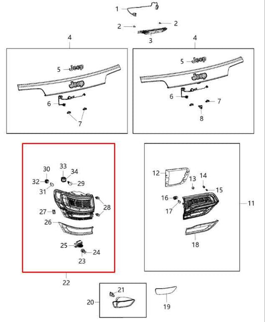 2015-2018 Jeep Grand Cherokee Summit Rear Left Side Tail Light Lamp 68236135AC - Alshned Auto Parts