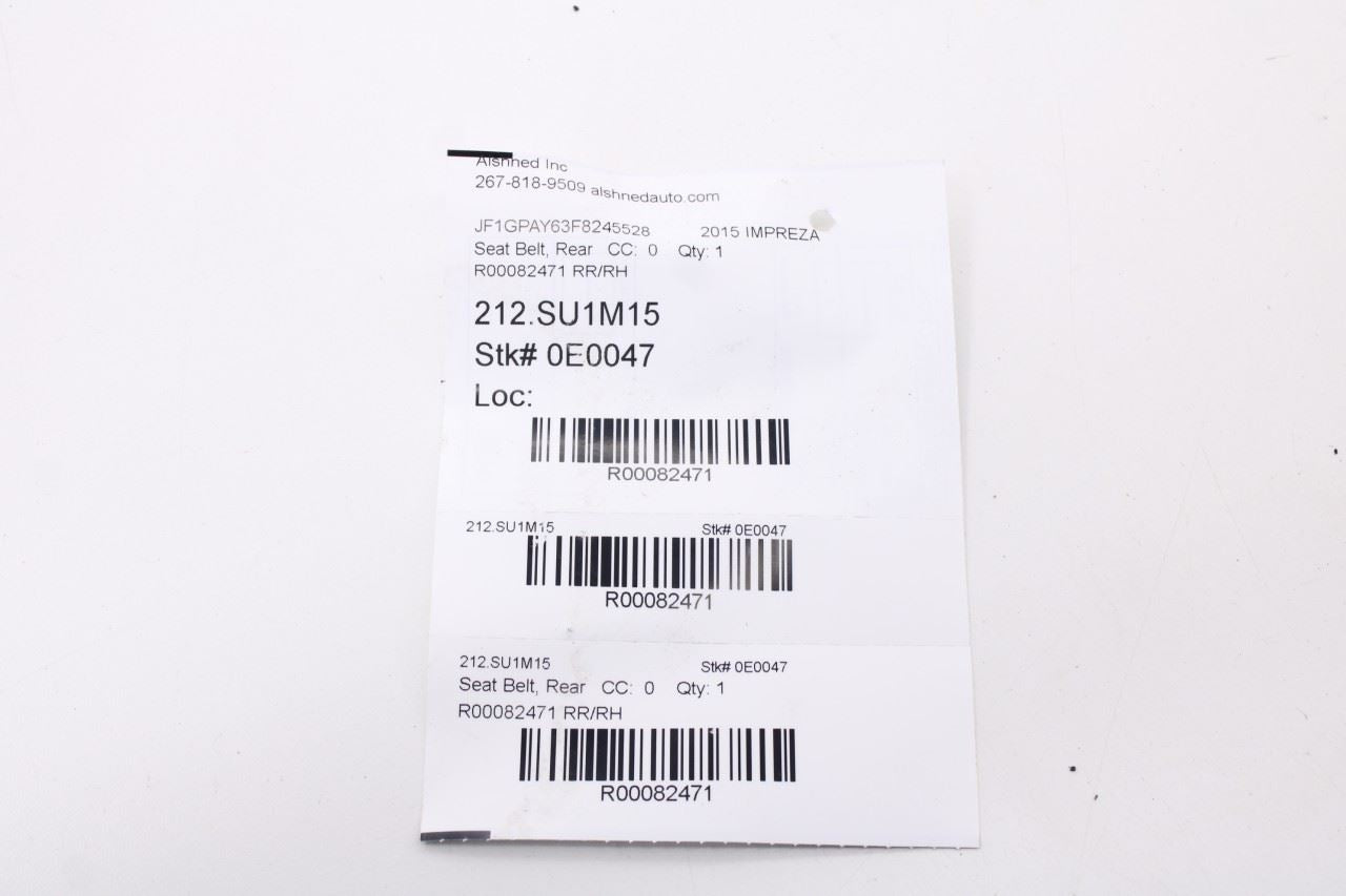 2012-16 Subaru Impreza Sport Premium Rear Right Side 2nd Row Seat Belt Retractor9