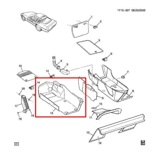 1997-2003 Chevrolet Corvette 5.7L RWD Front Driver Left Side Floor Carpet Liner - Alshned Auto Parts