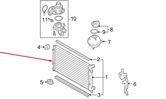 2006-2009 Volkswagen Golf GTI 2.0L Engine Cooling Radiator 1K0121251AB OEM - Alshned Auto Parts