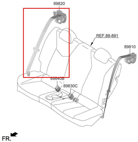 2019-21 Hyundai Veloster 2.0L Rear Passenger RH Side 2nd Row Seat Belt Retractor - Alshned Auto Parts