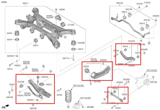 2021-23 Hyundai Santa Fe SEL AWD Rear Right Side Lower and Upper Control Arm Set - Alshned Auto Parts