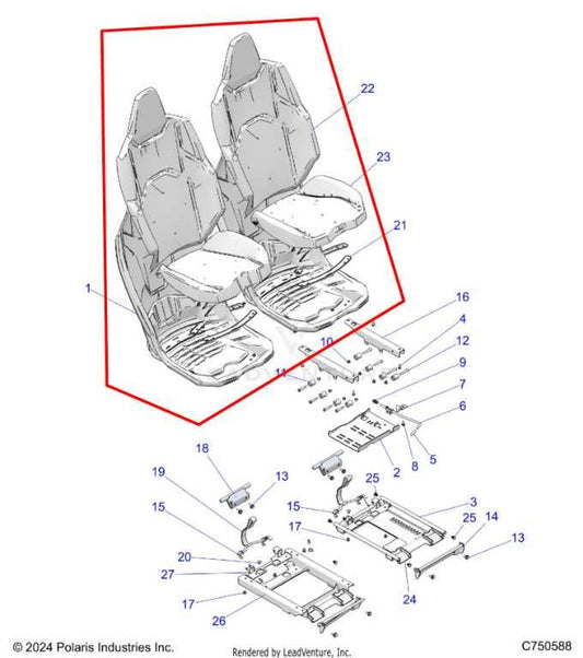 24-26 Polaris RZR XP 1000 Ultimate Right and Left Side Seat Complete Set *ReaD* - Alshned Auto Parts