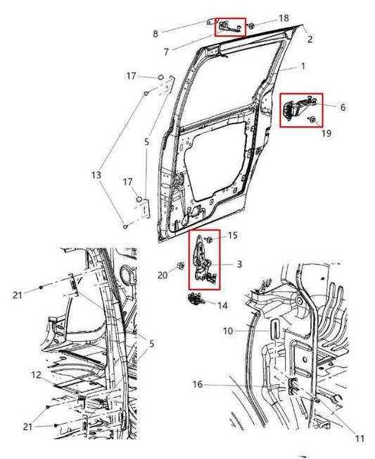 2011-2020 Dodge Grand Caravan GT Rear Left Driver Side Sliding Door Hinge Set - Alshned Auto Parts