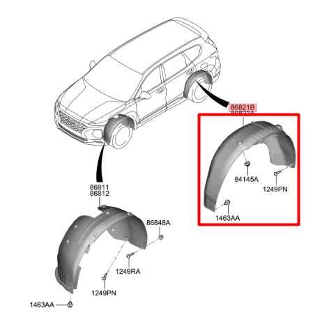 2019-20 Hyundai Santa Fe Rear Left Wheelhouse Liner Splash Guard 86821-S2000 OEM - Alshned Auto Parts