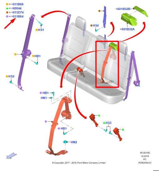 2018-20 Ford F150 XL Rear Center Seat Belt Retractor w/ Buckle JL3Z-16611B64-AC - Alshned Auto Parts