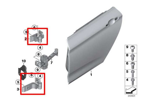 2015-2016 BMW 435i Gran Coupe Rear LH Door Hinge Upper and Lower 41527284545 OEM - Alshned Auto Parts