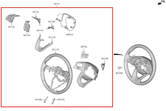 2019-21 Hyundai Veloster 2.0L Steering Wheel w/ Control Buttons 56100-J3FA0-UFM - Alshned Auto Parts
