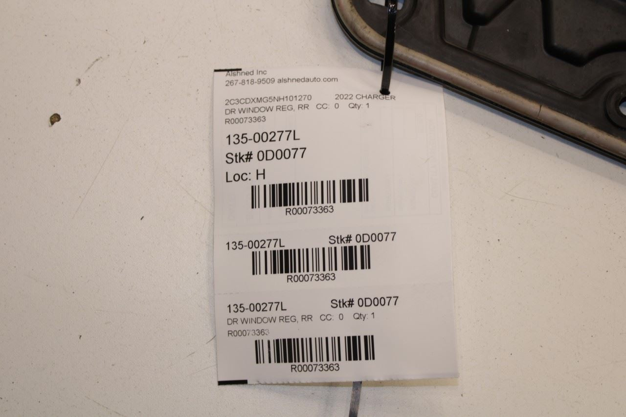 2011-2023 Dodge Charger GT AWD Rear Left Door Window Regulator w/ Carrier Plate - Alshned Auto Parts
