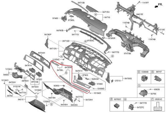 23-25 Kia Sportage Hybrid EX Dash Center and Left Trim Panel Cover 84795P1100AYT - Alshned Auto Parts