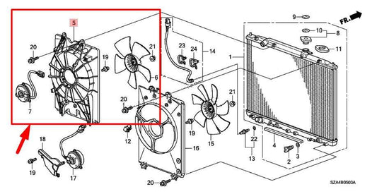 2009-15 Honda Pilot EXL 3.5L Left Radiator Cooling Fan Motor Assy 19015-RN0-A01 - Alshned Auto Parts