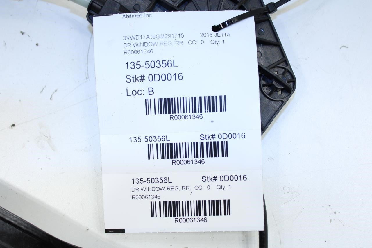 15-18 Volkswagen Jetta Sport Rear Left Side Door Window Regulator 5C6-839-461-D - Alshned Auto Parts