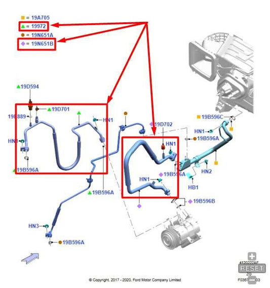 18-23 Ford Mustang 5.0L A/C Refrigerant Discharge w Suction Hoses JR3B-19972-EA - Alshned Auto Parts