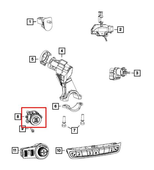 2015-2022 Jeep Renegade Sport 2.4L FWD Engine Start Stop Ignition Switch Button - Alshned Auto Parts
