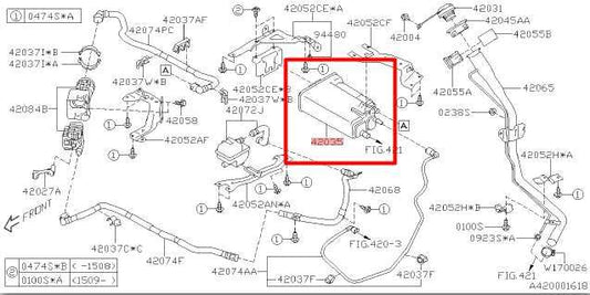 15-20 Subaru WRX Limited 2.0L Fuel Vapor Evaporator Emission Canister 42035VA010 - Alshned Auto Parts