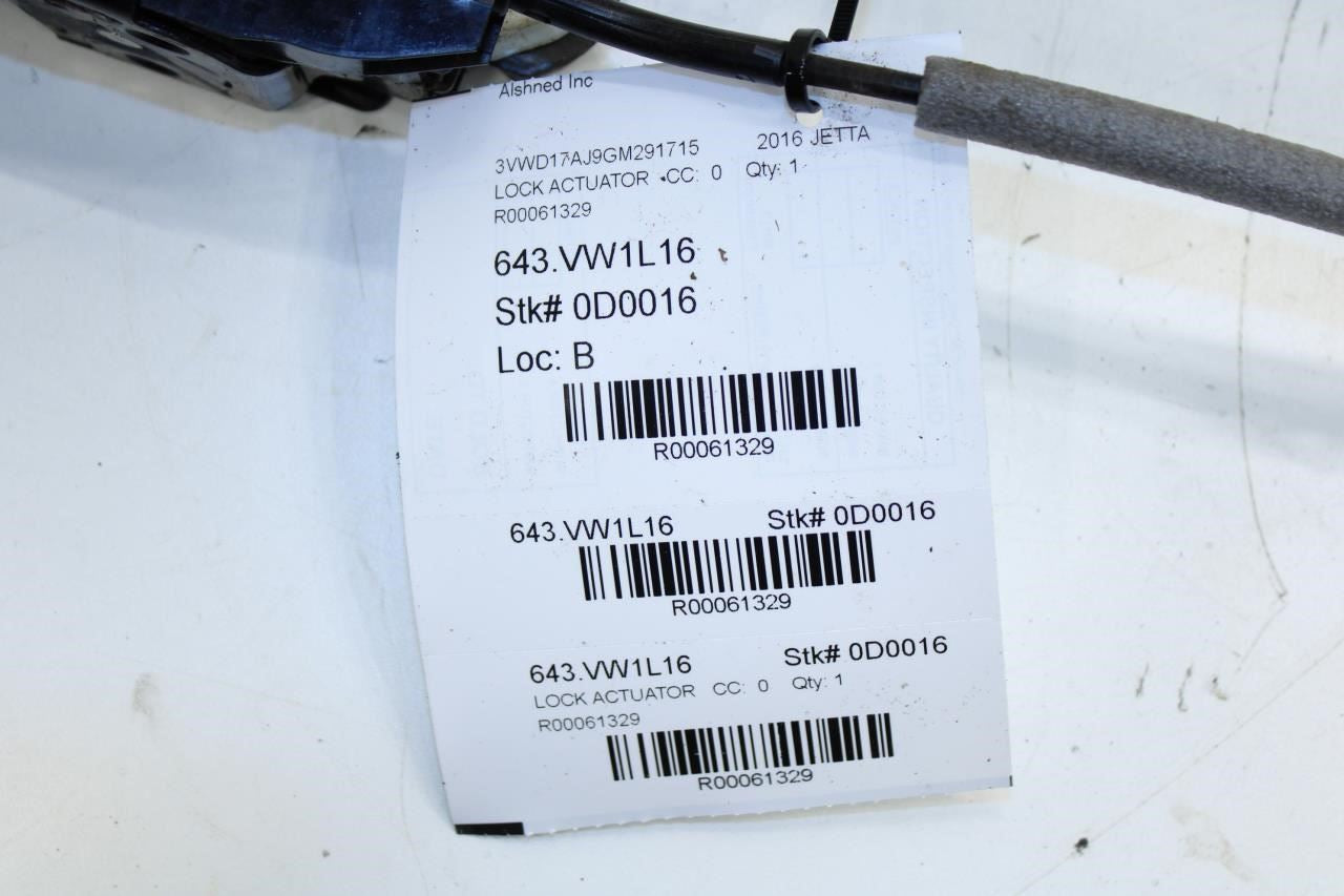 2014-2018 Volkswagen Jetta Sport Rear RH Door Lock Latch Actuator 5K4-839-016-S - Alshned Auto Parts