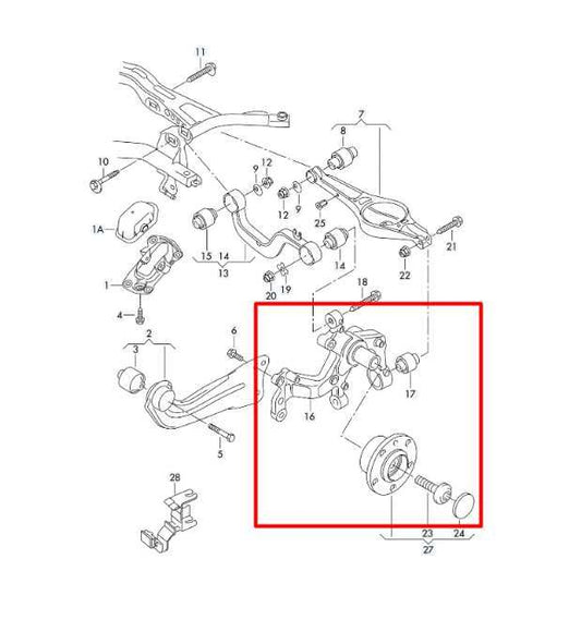 15-18 Volkswagen Jetta Sport FWD Rear Left Spindle Knuckle Hub 5C0-505-435-B OEM - Alshned Auto Parts
