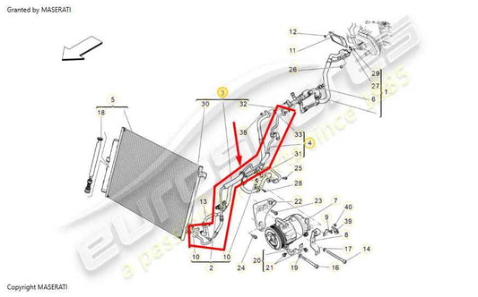 2014-2020 Maserati Ghibli 3.0L RWD AC Conditioner Condenser Hose 670003216 OEM - Alshned Auto Parts