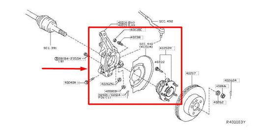 2014-2019 Infiniti QX60 Front Left Driver Side Spindle Knuckle Hub 40015-3JA1A - Alshned Auto Parts