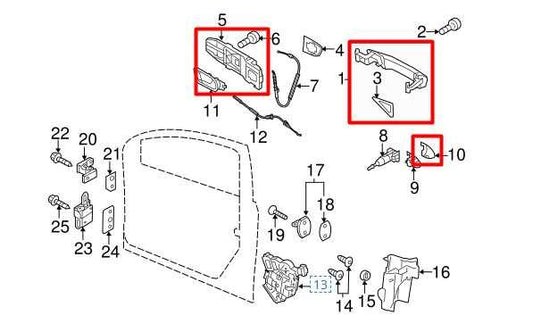 11-18 Volkswagen Jetta Sport Rear LH Door Exterior Handle 5N0-837-205-M-GRU OEM - Alshned Auto Parts