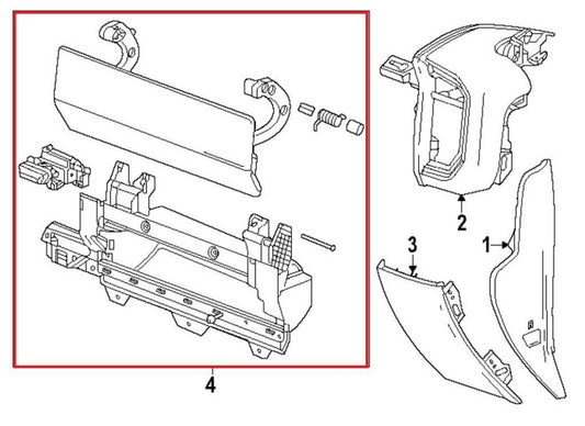 2022-25 Chevrolet Silverado LT-L Dashboard Upper Glove Box Assembly 85609550 OEM - Alshned Auto Parts