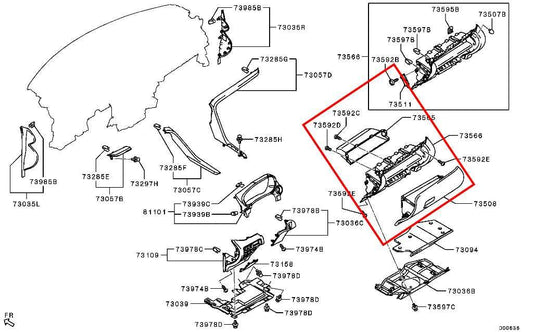 2022-2025 Mitsubishi Eclipse Cross ES Glove Box Storage Compartment 68500W031P - Alshned Auto Parts
