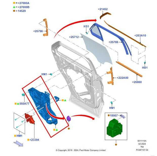 20-25 Ford Explorer RR LH Door Window Regulator w/ Carrier LB5Z-5827009-A *ReaD* - Alshned Auto Parts