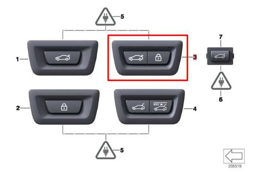 2010-22 BMW 750i Rear Trunk Lid Power Release and Lock Switch Button 61319275121 - Alshned Auto Parts