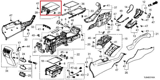 19-24 Acura RDX SH-AWD FR Center Console Armrest Storage Lid Cover 83410-TJB-A0 - Alshned Auto Parts