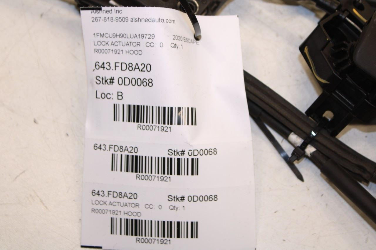 20-23 Ford Escape SEL FR Hood Lock Latch Actuator w/ Release Handle LJ6Z-16700-B - Alshned Auto Parts