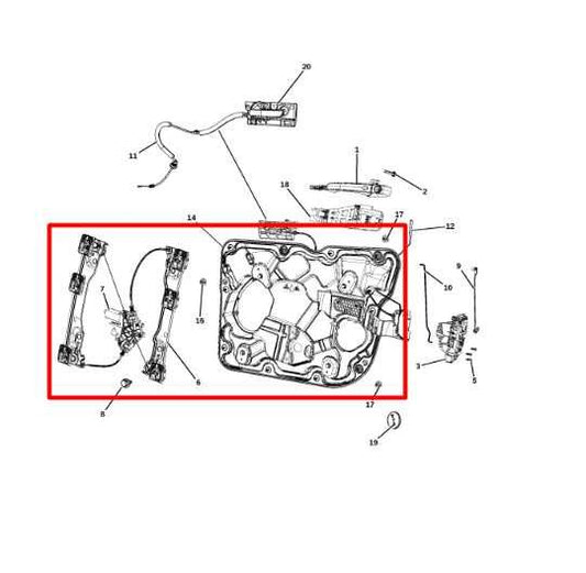 11-21 Jeep Grand Cherokee Front Right Door Window Regulator w Carrier 68231062AE - Alshned Auto Parts