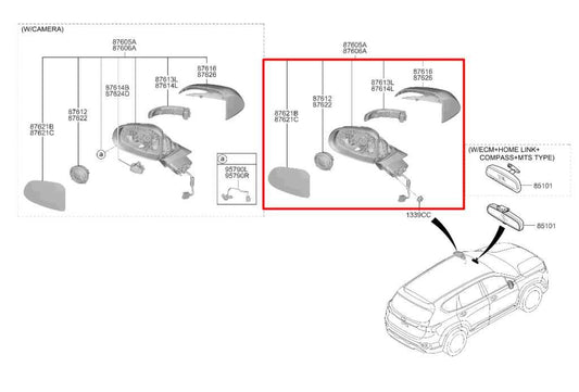 2019-2020 Hyundai Santa Fe SEL 2.4L AWD Passenger Right Side Rear View Mirror - Alshned Auto Parts