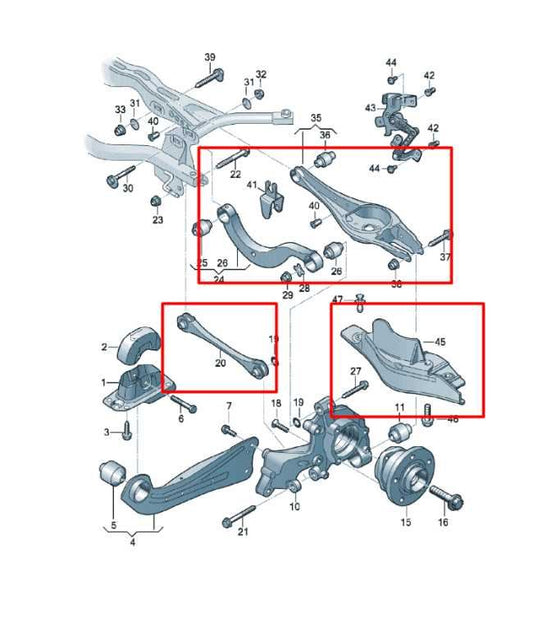 18-24 Volkswagen Atlas S AWD Rear Suspension Driver LH Side Control Arm Set of 4 - Alshned Auto Parts