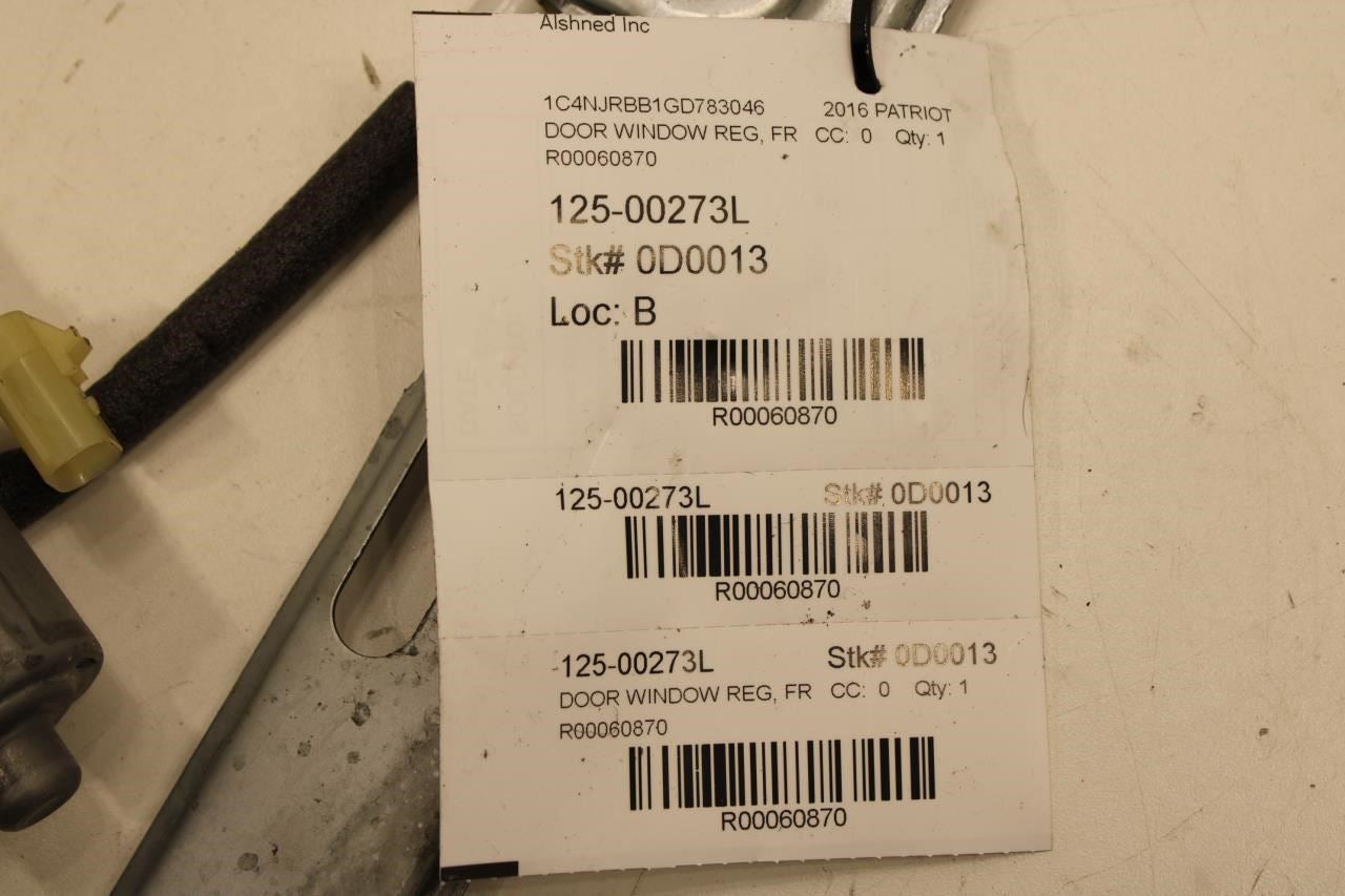 2007-2017 Jeep Patriot Sport SE FR LH Door Window Regulator w/ Motor 68004423AA - Alshned Auto Parts