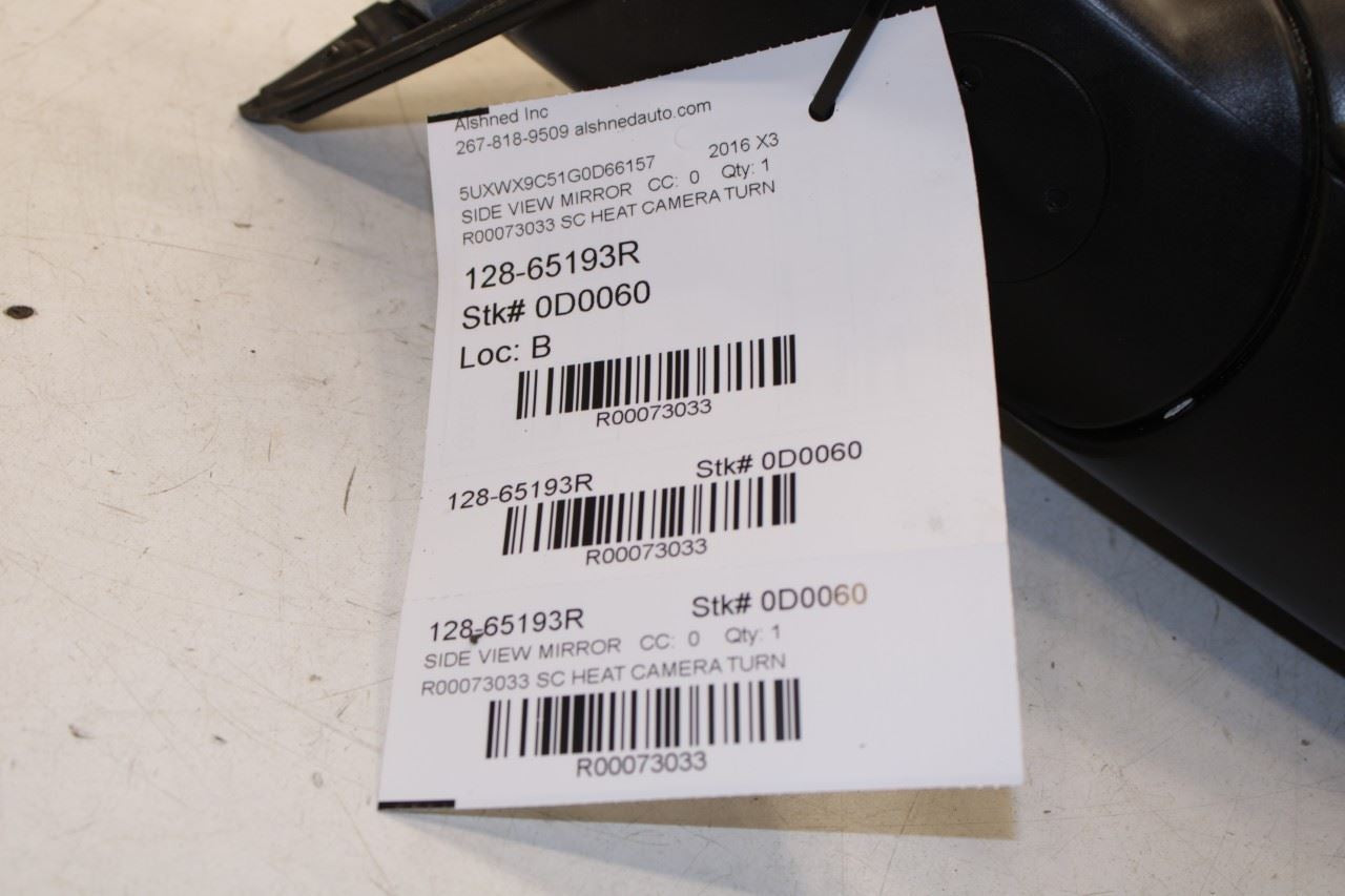 11-17 BMW X3 xDrive28i Passenger Right Side Rear View Mirror 51-16-7-395-226 OEM - Alshned Auto Parts