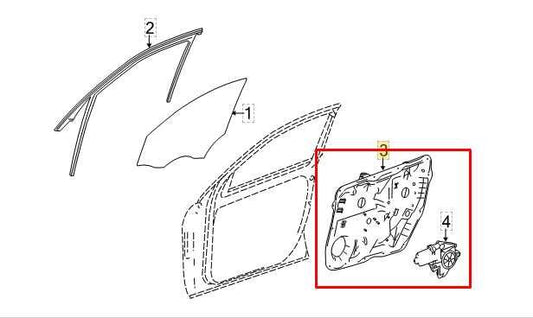 12-15 Mercedes-Benz ML350 FR RH Door Window Regulator w/ Carrier Plate and Motor - Alshned Auto Parts